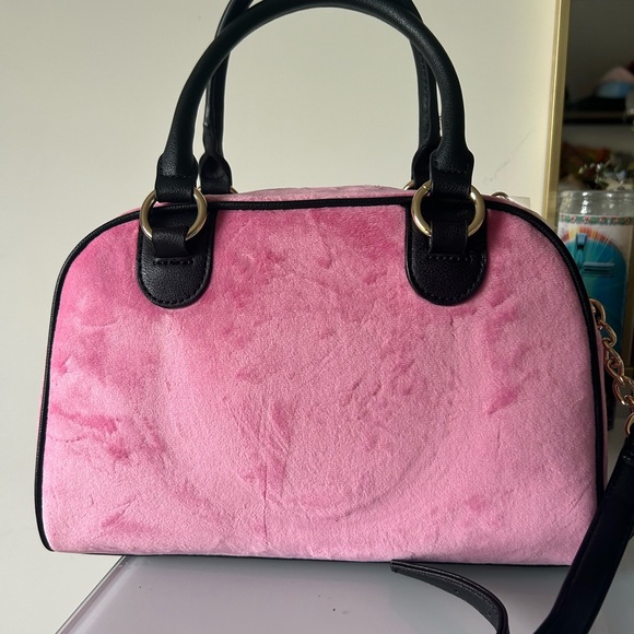 Juicy Dark Pink Velour Heritage Bowler Bag - Picture 3 of 6